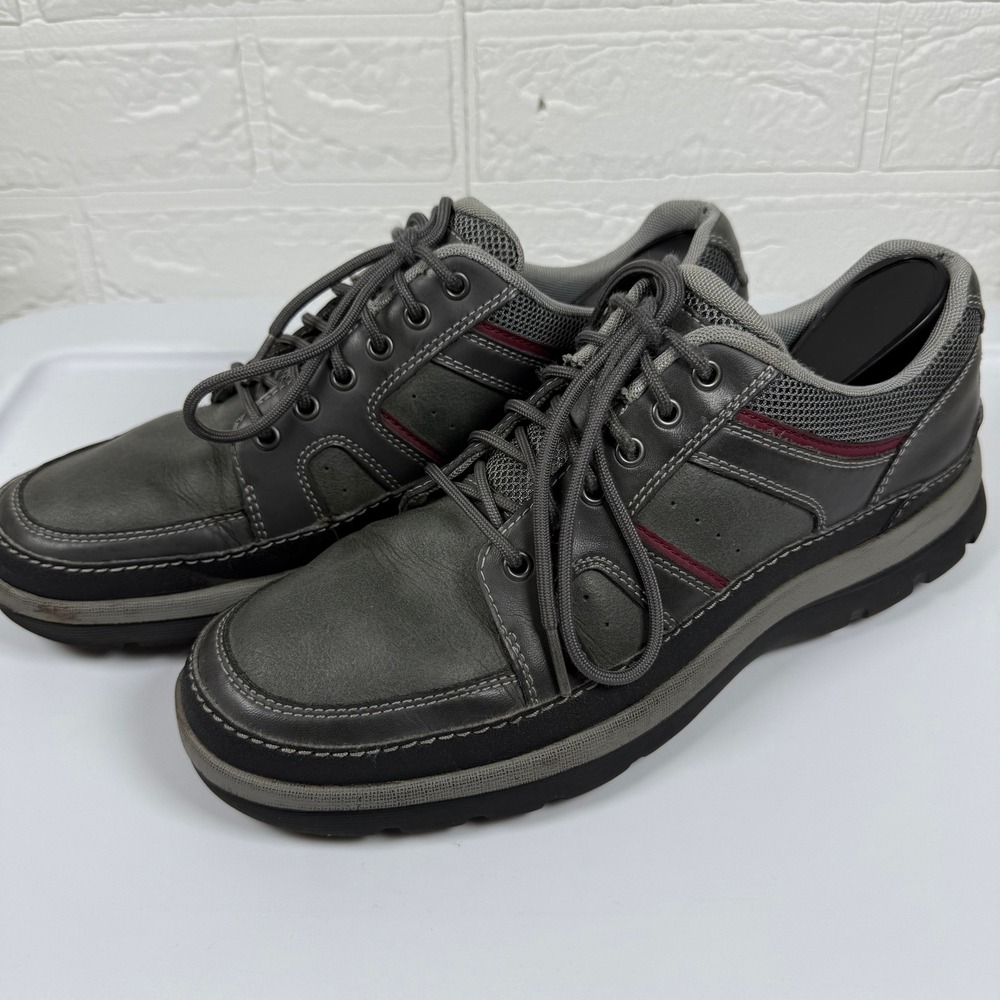 Rockport Walking Shoes Mens 9.5 Gray Leather Mesh Comfort Sneakers